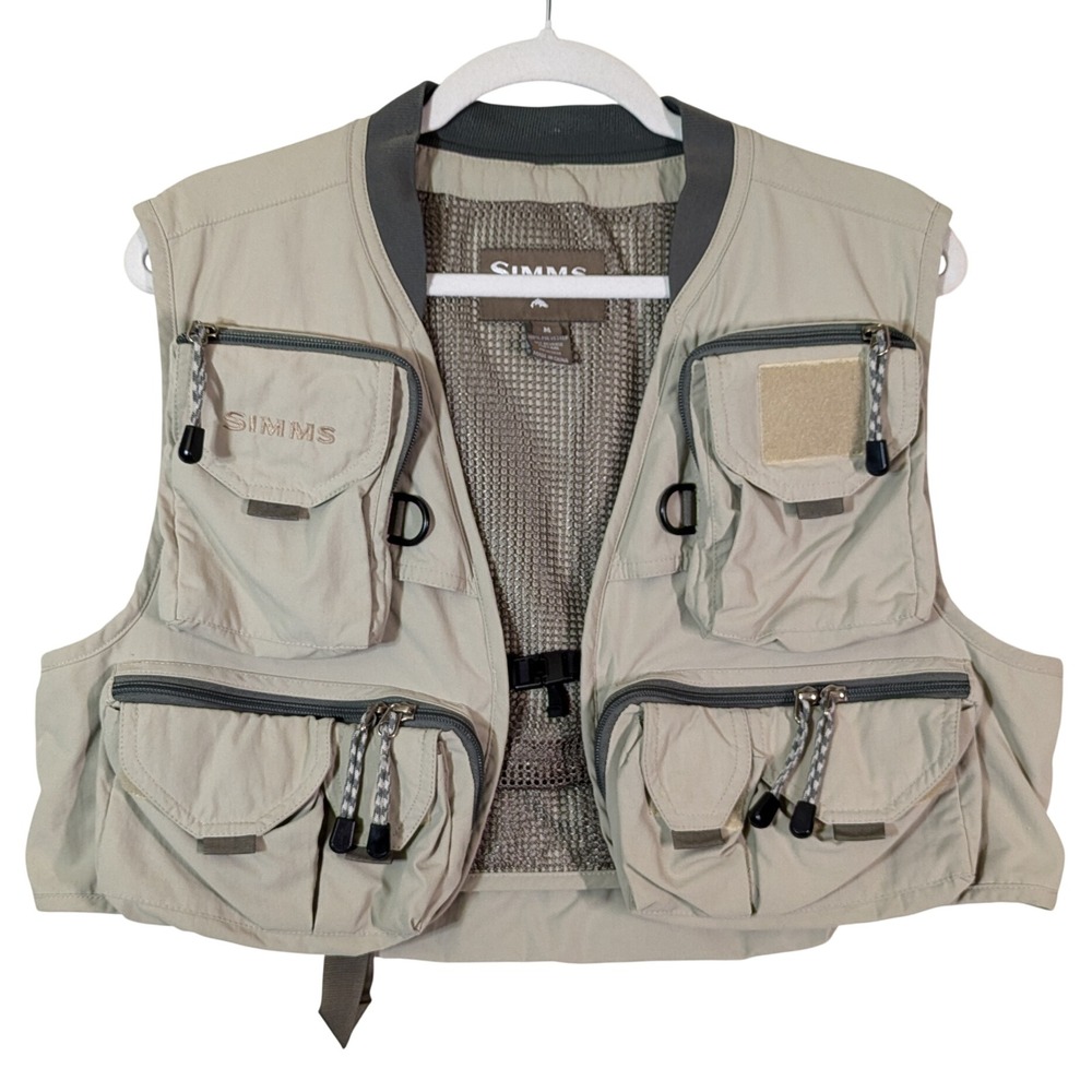 Simms Fishing Products Utility Vest Tan Mesh Lined Fly Fishing Gorpcore Mens M